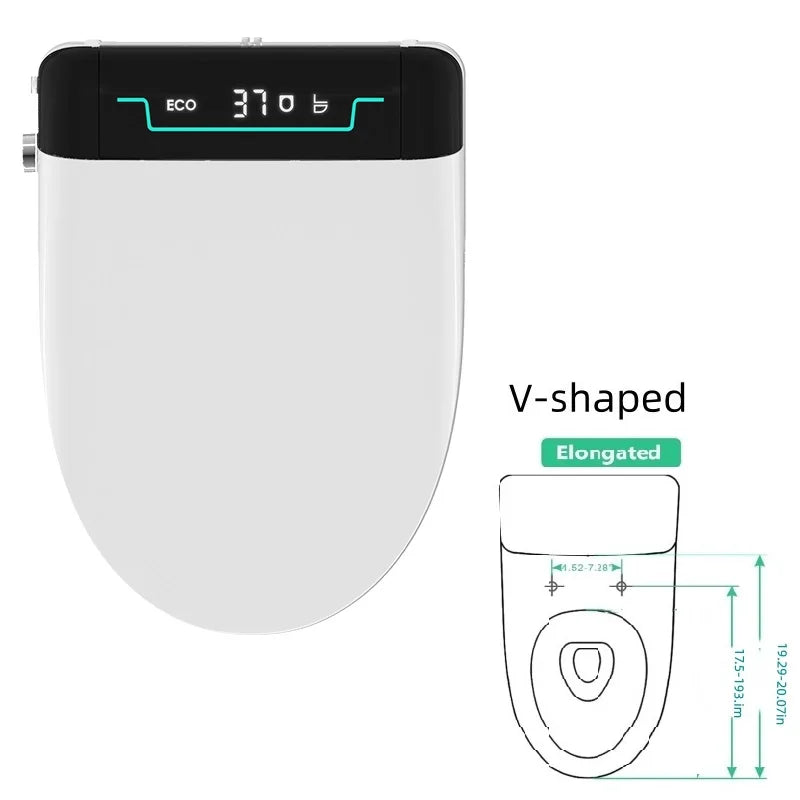 Intelligent Toilet Lid with Automatic Flip and Remote Control for Instant Hot Seat Toilet Cover LCD Display ,Round/Elongated