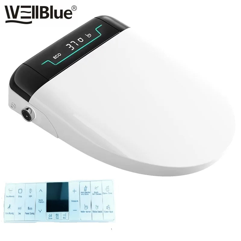 Intelligent Toilet Lid with Automatic Flip and Remote Control for Instant Hot Seat Toilet Cover LCD Display ,Round/Elongated