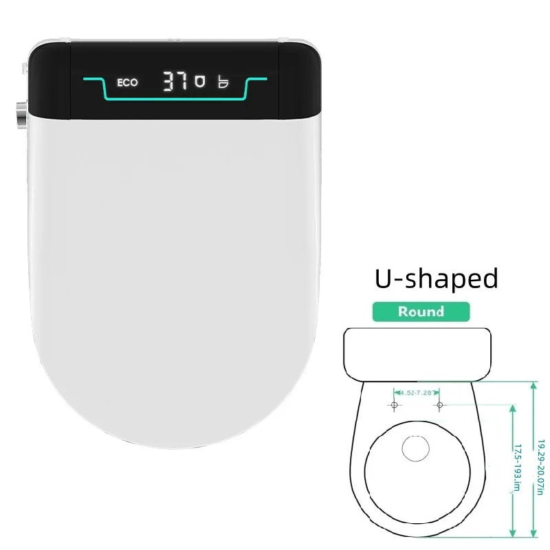 Intelligent Toilet Lid with Automatic Flip and Remote Control for Instant Hot Seat Toilet Cover LCD Display ,Round/Elongated