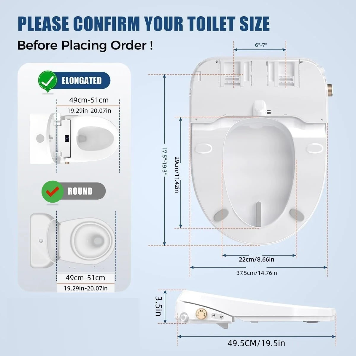 Intelligent Toilet Lid with Automatic Flip and Remote Control for Instant Hot Seat Toilet Cover LCD Display ,Round/Elongated
